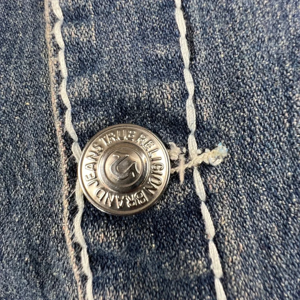 True Religion Denim Jacket Mens 3XL Blue‎ Joey Super T Big Stitch Western Y2K
